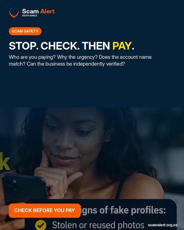 Stop, check and then pay scam prevention guide